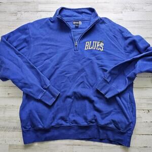 St Louis Blues Mens Large Fleece Pullover 1/4 Zip Sweater Jacket Gear for Sports